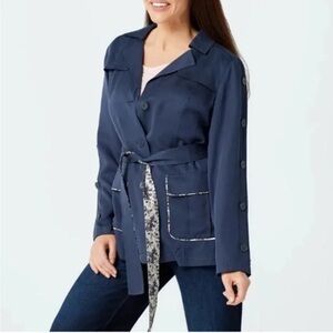NWT Laurie Felt Women Blue Utility Jacket with 2 Tone Belt 14